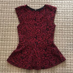Cap sleeve rose peplum